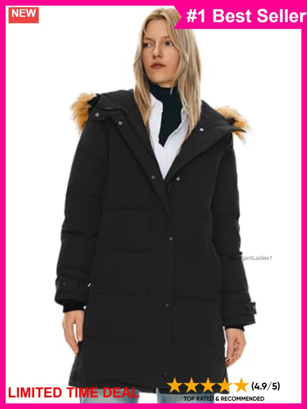 Orolay Women's Thickened Down Coat Long Puffer Jacket Adjustable Hood Quilted